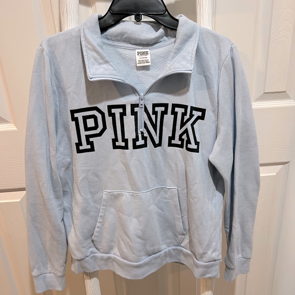 Pink quarter zip crew neck